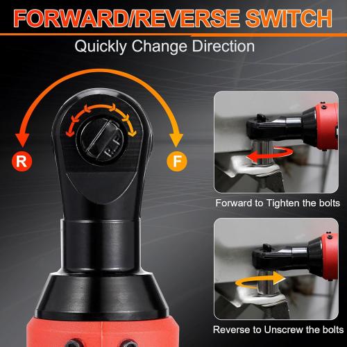 3/8 Cordless Electric Ratchet Wrench Set, 40 Ft-Lbs 16.8V Battery Power Ratchet Tool Kit with Variable Speed Trigger, 2 Packs 2.0Ah Battery, Charger, 7 Sockets
