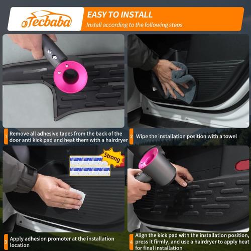 Car Door Anti Kick Pads Compatible with 2024-2026 Hyundai Santa Fe | Door Scuff Plates, TPE flexible & durable shield, scuff & dirt barrier, easy wipe clean, no-tool stick-on install