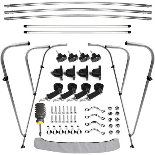 Leader Accessories 10 Colors 3 Bow 4 Bow Bimini Top Cover for Boat Includes 4 Straps 2 Rear Support Poles Mounting Hardwares Storage Boot with 1 Aluminum Frame