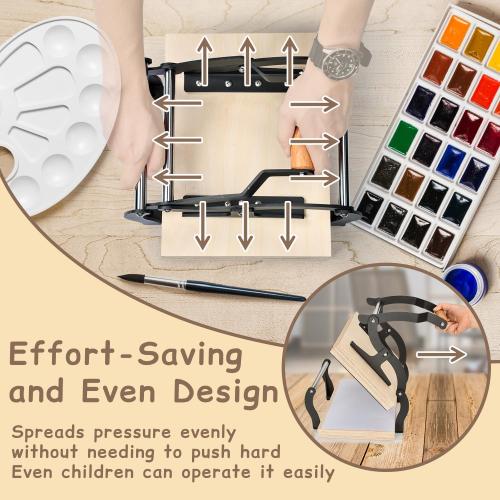TOPOWN Linocut Press Machine, Printing Hand Lever Press Machine, Linocut Manual Printmaking Machine, A4 Size Lever Printmaking Press Machine with Felt Pad for Blocks up to About 25mm Thick