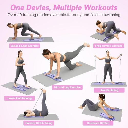Pilates Board, Upgrad Pilates Reformer Machine, 6-in-1 Multifunction Abdominal Fitness Board for Home Workout Equipment, Portable Reformer Machine for Full Body Workout