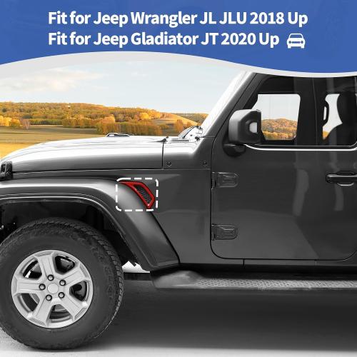RT-TCZ for Jeep JL Side Fender Vent Decal Trim Cover for Jeep Wrangler JL JLU 2018-Present for Gladiator JT 2020-Present Red Exterior Accessories 2pcs