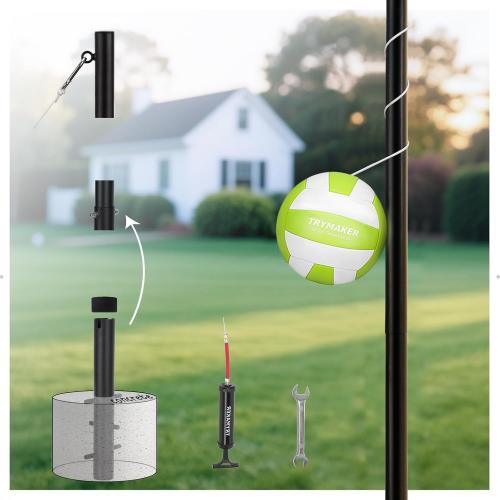 Trymaker Tetherball Set, Tether Balls and Rope Set with Pole 10.43ft Height Heavy Duty, Tetherball Equipment Kit for Backyard Outdoors(No Base Included)