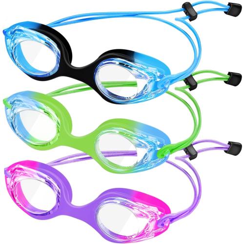 XDX Kids Swim Goggles, 3 Pack With Adjust Bungee Strap, No Leaking Anti-Fog for Boys Girls Age 3-14