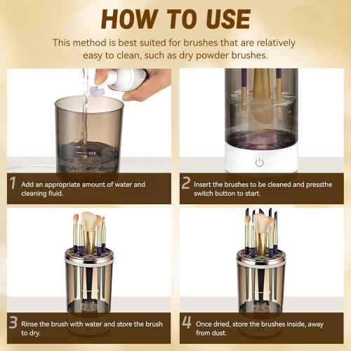 Electric Makeup Brush Cleaner - Portable Compact Design for Travel Home Use - Professional Makeup Brush Cleaning Machine - Automatic Makeup Brush Cleaner