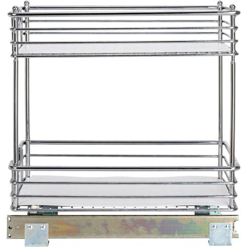 Household Essentials Glidez Multipurpose Chrome-Plated Steel Pull-Out/Slide-Out Storage Organizer with Plastic Liner for Under Cabinet Use - 2-Tier Design - Fits Standard Size Cabinet or Shelf, Chrome