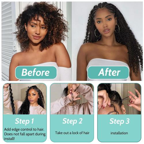 MOTFIN Human Braiding Hair for Boho Braids 20 Inch Curly Wave Bulk Bundles