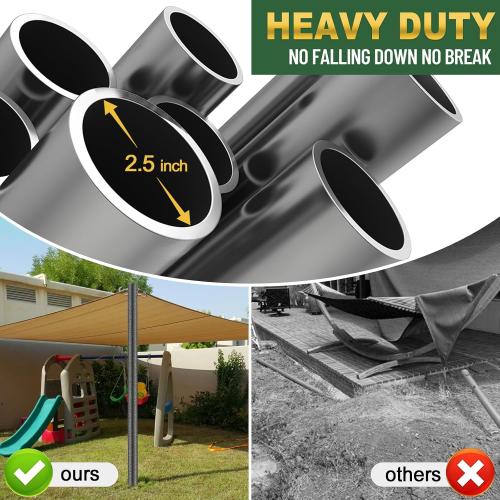 Shade Sail Poles Set of 2, 9FT Heavy Duty Stainless Steel Sun Shade Pole Kit, Adjustable Sail Shade Post Rustproof Outdoor Canopy Poles for Patio, Garden, Backyard 2 Packs