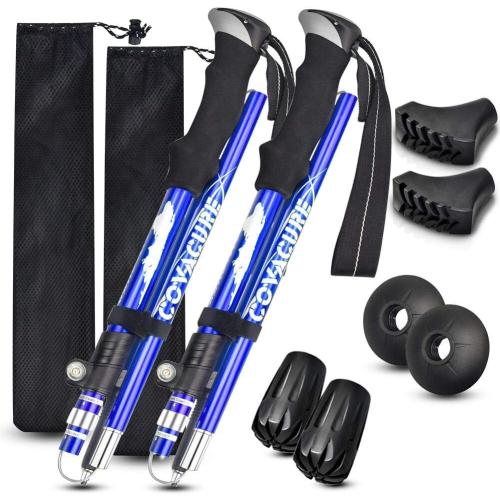 Covacure Trekking Poles Collapsible Hiking Poles - Aluminum Alloy 7075 Trekking Sticks with Quick Lock System, Telescopic, Collapsible, Ultralight for Hiking, Camping & Backpacking