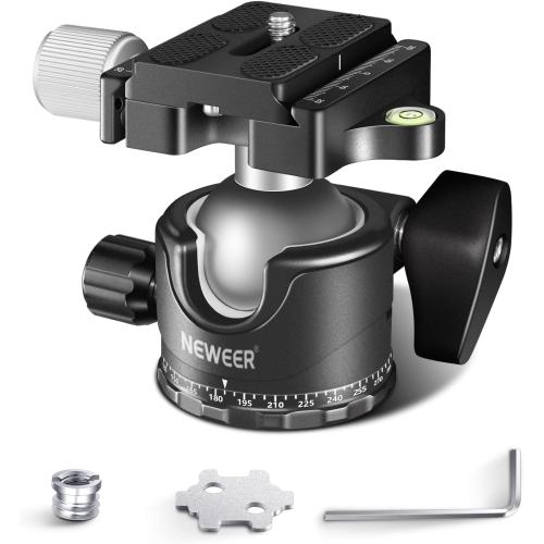 NEEWER Low Profile Camera Tripod Ball Head, 36mm Metal Panorama Ball Head Compatible with Arca 1/4” Quick Release Plate for Tripod Monopod Slider DSLR Camera Camcorder, Load Capacity: 33lb/15kg -GM36