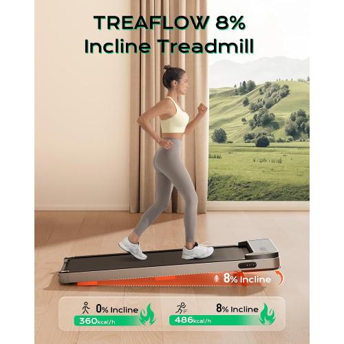 Walking Pad,Treadmill with Incline for Home Office, 2.5HP Portable Under Desk Treadmill with 265 Lbs Capacity,Remote Control, Led Display