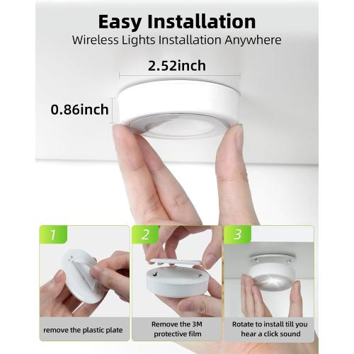 EZVALO LED Puck Lights, Rechargeable Battery Touch Light, 2.5'' Mini Tap Lights, Wireless Closet Light, Under Cabinet Lighting, 3 Color Temps, Sitck On Lights for Kitchen,Closet,Pantry,Shelves(2 Pack)