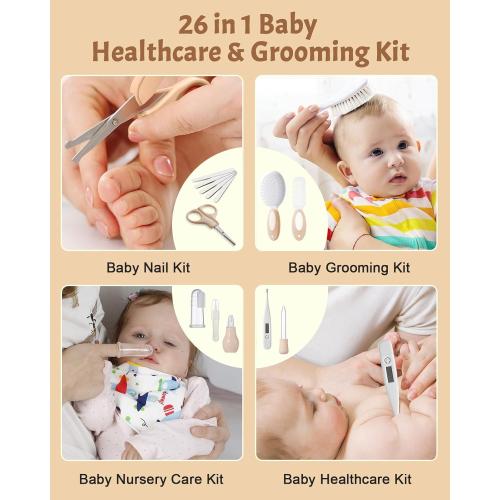 Lictin Baby Healthcare and Grooming Kit, 26 in 1 Rechargeable Baby Nail Trimmer Electric Set,Safe Baby Nail File with Auto Light, Newborn Baby Safety Care Set for Newborn Infant Toddlers Boys Girls