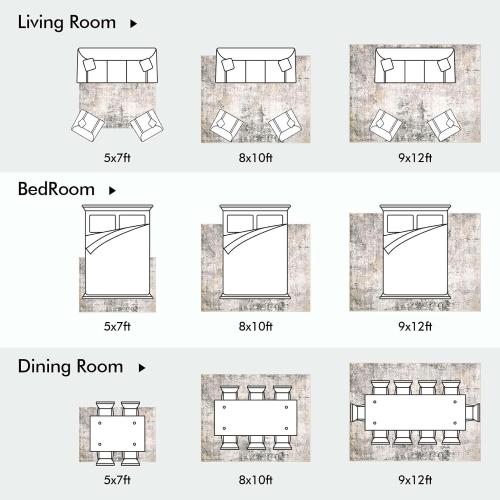 Area Rug Living Room Rugs - 8x10 Modern Abstract Soft Indoor Neutral Washable Rug Stain Resistant Non-Slip Low Pile Carpet for Bedroom Dining Room Home Office - Charcoal Grey