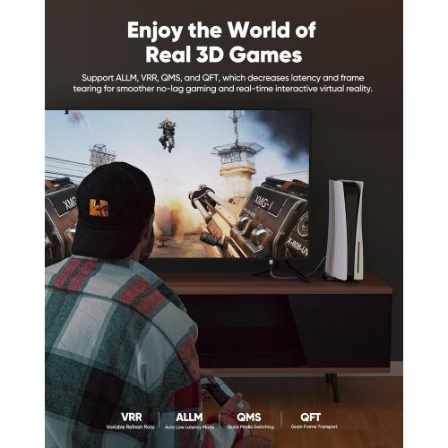 Highwings 8K HDMI Cable Long 2.1 30FT/9M, 48Gbps High Speed HDMI 4K120 144Hz Dynamic HDR 10 eARC HDCP 2.2&2.3 Compatible for PS5, Blu-ray Player and Monitor