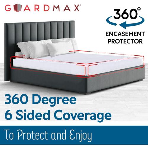 Guardmax Jersey Knitted Queen Zippered Mattress Encasement - Waterproof & Bed Bug Proof Mattress Protector - Comfortable, Soft, and Noiseless Zippered Bedding - Dust Mite Proof (60 x 80 x 12)