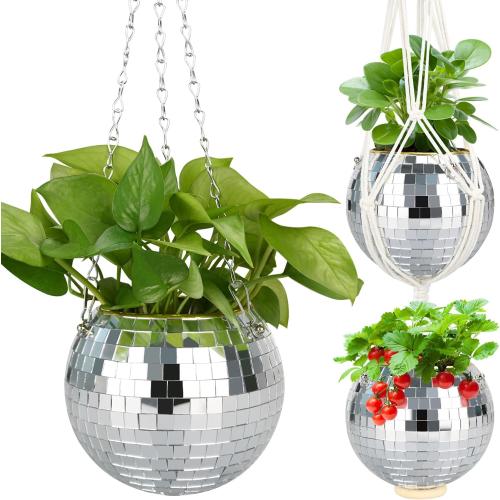 6 Disco Ball Plant Hanger with Hanging Rope, Hanging Chain, Hook, Circle | for Decoration