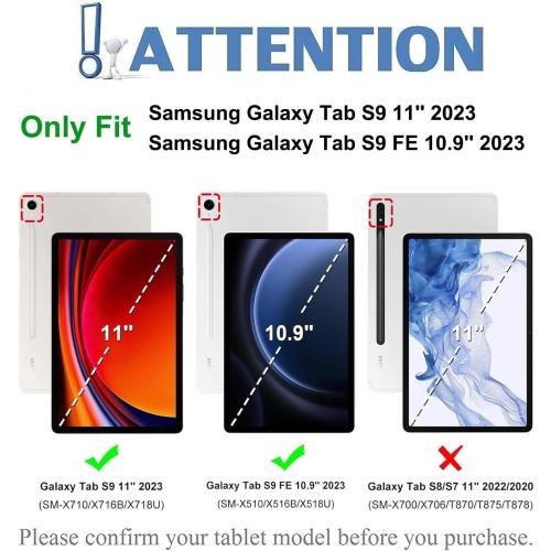 Keyboard Case for Samsung Galaxy Tab S9 FE 10.9/ S9 11 2023,Case with Keyboard for Samsung S9 FE with S Pen Holder,Detachable Wireless Bluetooth Keyboard for Galaxy S9 11 Auto Wake/Sleep, Purple