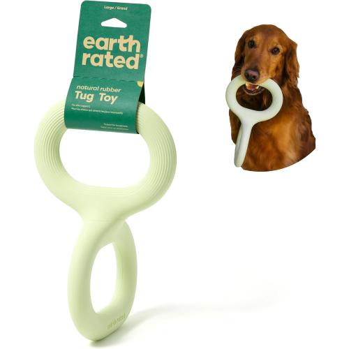 Earth Rated Tug of War Toy for Dogs and Puppies, Interactive Dog Pull Toys, Ergonomic Grip, Natural Rubber, Large, Green