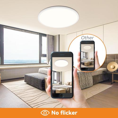 1PACK LED Flush Mount Ceiling Light Fixture, 3000K-4500K-6000K & 150W Equivalent Modern Kitchen Recessed Ceiling Lamp 36W 3600Lm 16 Inch Closet Round Surface for Bathroom Laundry Bedroom Hallway