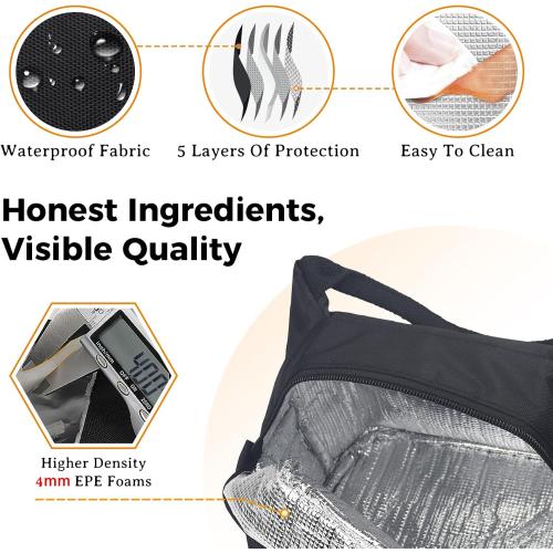 Aosbos Black Lunch Bag Women Insulated Lunch Bags for Adult Lunch Box for Women Lunchbox Lunch Tote Bento Box Cooler Bag for Work Office Picnic