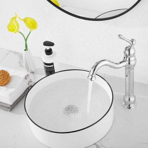 GGStudy 360° Swivel Chrome Single Handle One Hole Bathroom Sink Faucet Matching with Pop Up Drain