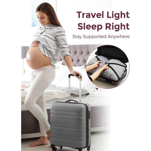 Momcozy Portable Pregnancy Pillow - Adjustable W Shaped Maternity Pillow | Wedge Pillow for Back, Belly and Hip Support for Pregnant Women, Space-saving Ideal for Traveling, Breathable Removable Cover