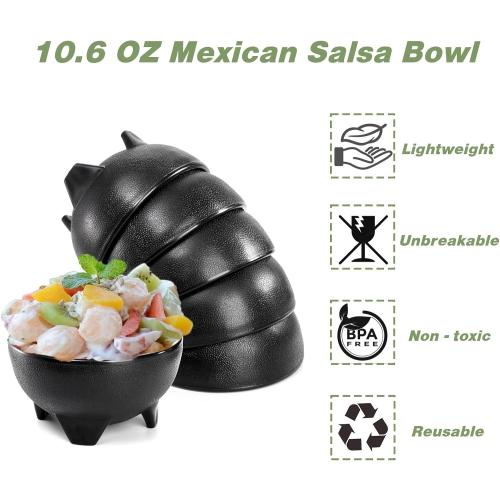 12 Pcs Salsa Bowls, 10.6 oz Mexican Salsa Bowls, BPA FREE Plastic Guacamole Bowl, Small Salsa Containers for Parties, Bowls Sets for Sauce, Chips, Dip, Nuts, Candy