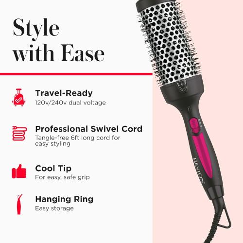 REVLON Perfect Match Hot Styler - Heated Brush to Style and Extend Blowouts, Hot Brush for Curls, Body, and Volume, Reduces Frizz and Boosts Shine
