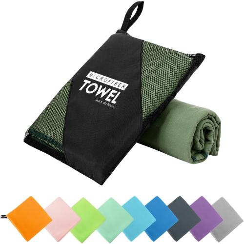 Microfiber Travel Towel, Soft Lightweight Quick Dry Towel, Super Absorbent Compact Travel & Sports & Beach Towels for Camping, Backpack, Gym, Swimming, Yoga, Hiking (L:24×48 -ArmyGreen)