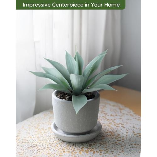 Velener Artificial Outdoor Blue Agave Plant - Small Size UV Resistant Fake Agave Plants for Indoor and Outdoor Decor(14 Inch)-2 Pack