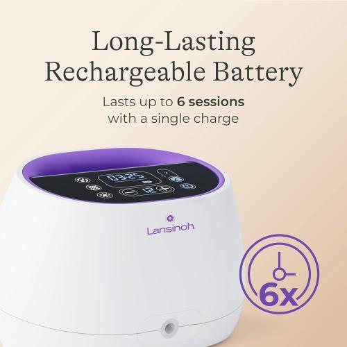 Lansinoh NaturalWave Double Electric Breast Pump | 3 Pumping Modes, 12 Levels Hospital Strength Suction, LED Display, Leak-Resistant, 5 Breast Flange Sizes Included