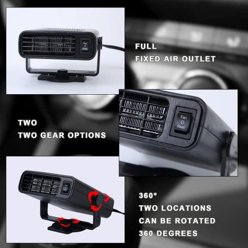 Car Heater-Cigarette Lighter Heater,12V Portable Heater for Car,Adjustable Electric Heating Fan and Windshield Defogging Defroster