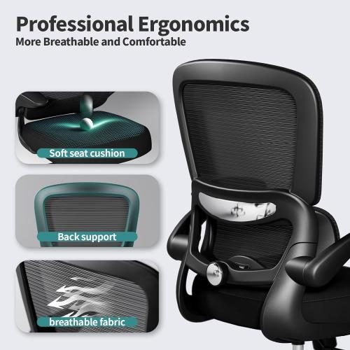 TRALT Office Chair - Ergonomic Desk Chair with Adjustable Lumbar Support, Mesh Computer Chair, Executive Chairs for Home Office Comfortable Lumbar Support (Black)