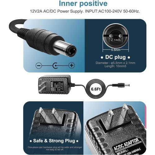 12V 2A Power Cord Adapter Charger Replacement for Spectra Breast Pump S1, S2 Plus, S3 Pro, 9 Plus, SG Synergy Gold, SPS100, SPS200, 6ft Charging Power Cord Cable Led Light