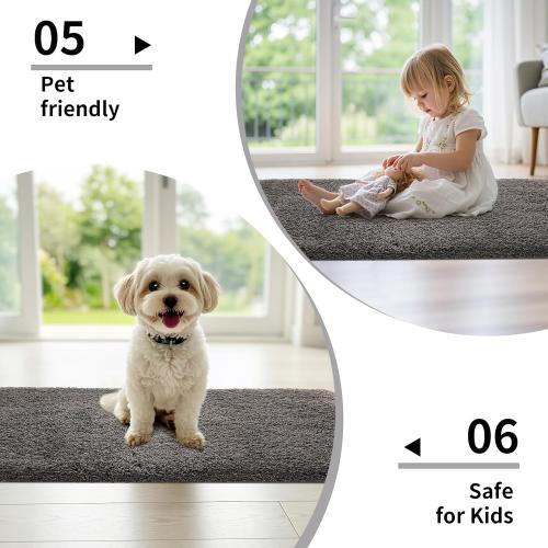 Small Bathroom Rugs 17x24 Non Slip Dark Grey Fluffy Bath Mat for Bathroom Floor Machine Washable Plush Luxury Bath Rug for Tub Soft Shaggy Absorbent Shower Mat