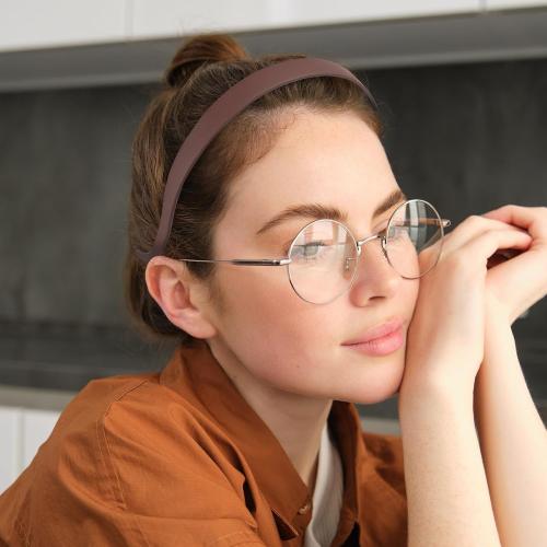 STOBAZA 4 Pcs Non-slip Thin Elastic Headbands for Glasses Women Lightweight Plastic Hairbands for Everyday Use with Comfortable Secure Fit in Black White Khaki Dark Blue