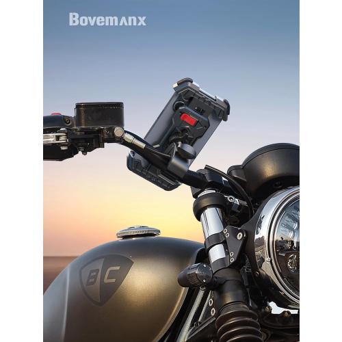 Motorcycle Phone Mount Holder, [Ultra-Stable][7 inch Phone Friendly] Bike Holder Handlebar Cell Clamp Harley Accessories for iPhone 16 15 14, 4-7 Smartphones