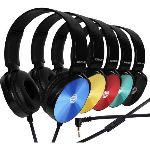 5 Pack 5 Colors, Premium Classroom Headphone with Microphone (5 Pack) - Kids Wired Earphones with Mic for School Students K-12 & Teachers, Soft Swivel On Ear Pads- Perfect for E-Learning, Meetings, Calls -(Colorful)