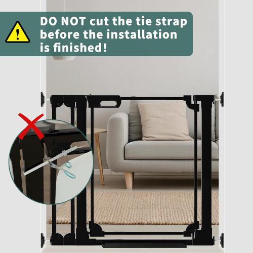 Clear Baby Gate 29.13-37.79 Wide Acrylic Safety Proof Dog Puppy Pet Barrier for Stairs, Transparent Adjustable Pressure Mounted No Drill Auto Close Indoor, Doorways, Hallway,Black