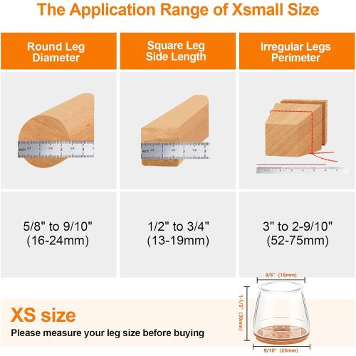 24Pcs Silicone Chair Leg Floor Protectors, Felt Furniture Pads for Hardwood Floors, Rubber Chair Leg Protector for Hardwood Floors, Chair Leg Caps Chair Leg Covers for Wooden Floors(Clear, XSmall)