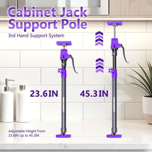 Cabinet Jacks for Installing Cabinets, Adjustable Support Pole, Jack Rod Third Hand Tool from 23.6 - 45.3 inches, Capacity for Cabinet Jack, Drywall Jack& Zip Poles, 2-Pack