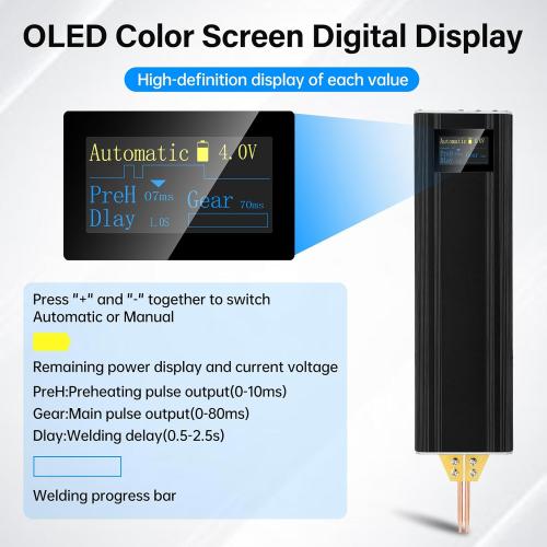 Handheld Battery Spot Welder 5V 2A 1865O Battery Spot Welder 80 Gears Adjustable Portable Welder with Colorful Digital Display for Various 1865O Battery and Nickel or Stainless Steel Sheets