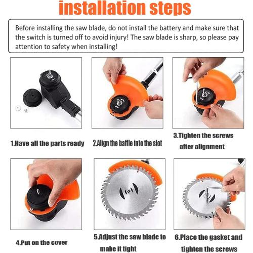 Weed Wacker 24V Eater Battery Brush Cutter, Electric Eater Battery Cordless stringles with 2 Batteries, 1 Charger, 3 Types Blades, Weed Wacker Battery Powered, Lightweight Battery Electric Weed