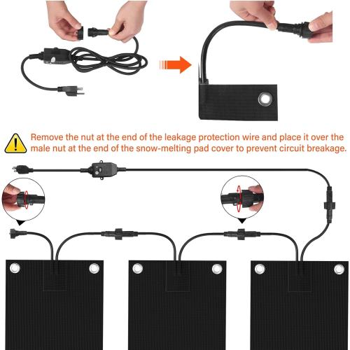 5 Pcs Heated Snow Melting Mats,10 x 30 in No-Slip Rubber Heated Outdoor Mats,Snow and Ice Melting Mats for Winter Outdoor Stairs,Steps,Doorways,Walkways,Driveway,2 in/h Melting Speed