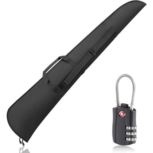 Color Black Shotgun Case with TSA locks, Rifle Case 52 Thick Padding, Gun Cases with Lockable Zippers and Adjustable Shoulder Strap