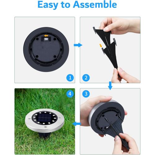 Biling Solar Ground Lights Outdoor 8 Packs, Flat Bright 12 LEDs Solar Lights Outdoor Waterproof for Yard Walkway Garden Driveway (Warm White)