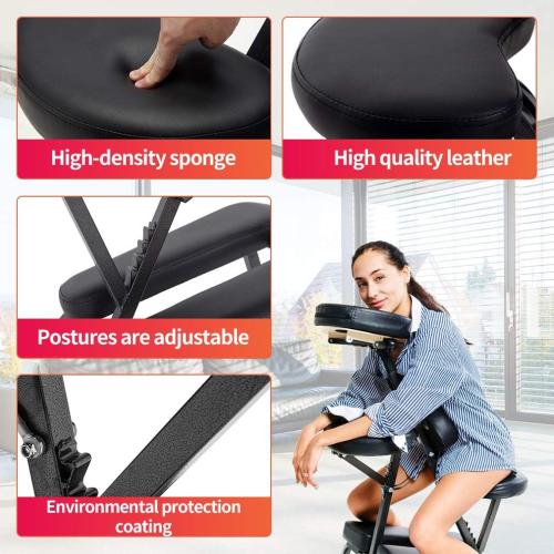 Portable Massage Chair for Tattoo and Spa Foldable Massage Therapy Chair with Adjustable Face Cradle High-Density Cushion Lightweight Design with Carrying Bag Ideal for Salon Use (Black)