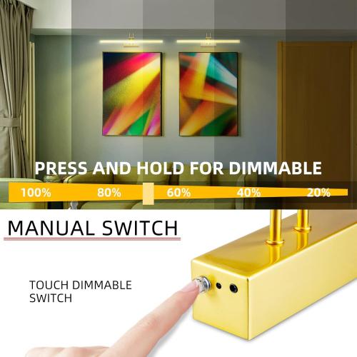 Size 20inch Picture Light,20in Battery Wall Sconce,Remote Art Lights for Paintings with Timer and Dimmable for Display Gallery Artwork,Frame,Portrait,Dartboard-Brass