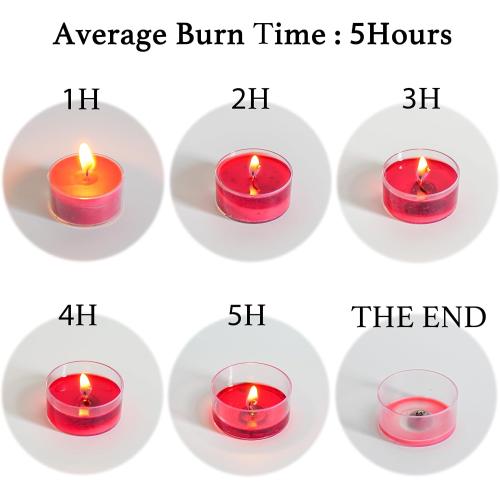 12 Unscented Natural Soy Tealight Candles in Clear Cups, 5H Long Clean Burning, Hand-Poured Red Mini Tea Candle Set for Parties, Spa, Meditation, Gift, Holiday, Emergency, Home Decor